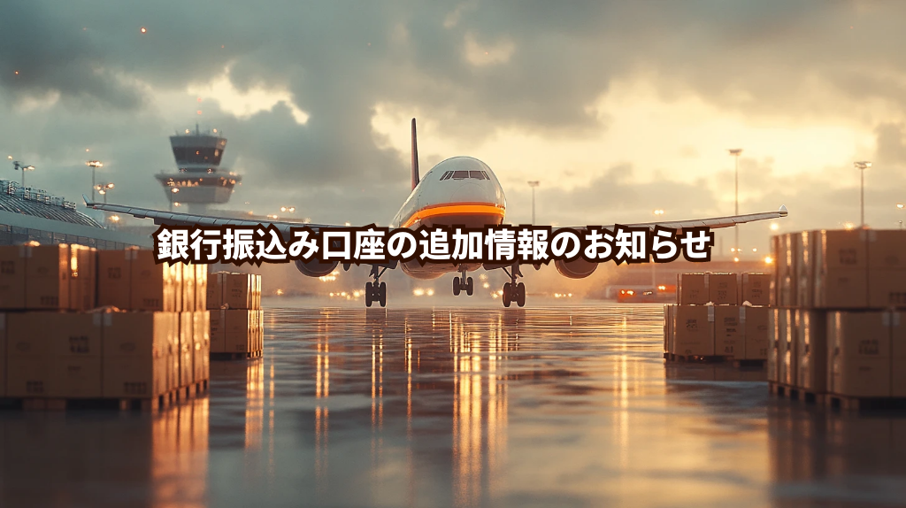 銀行振込み口座の追加情報のお知らせ